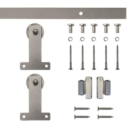 QUIET GLIDE Soft Close 72" Satin Nickel Front Mini Single Barn Door Hardware NT.1310.04.SN-72-SC